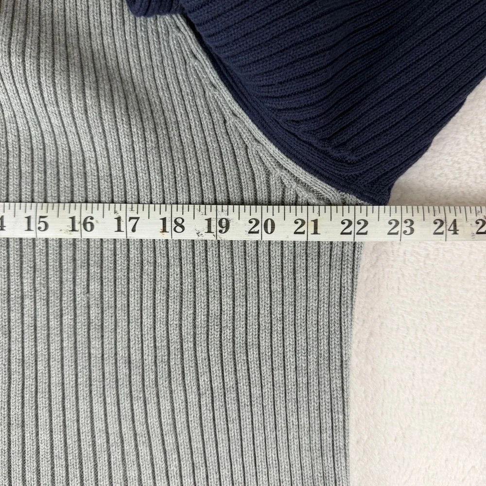 Polo Ralph Lauren Vintage 1/4 Zip Raglan Sweater Mens Large Grey Navy Ribbed
